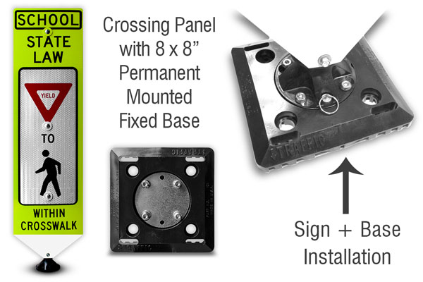 School Yield To Pedestrians In-Street Sign with Fixed Base
