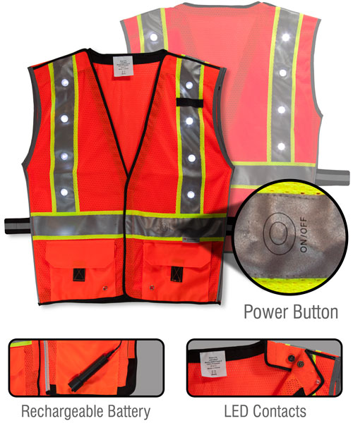 LED Vest Fluorescent Orange