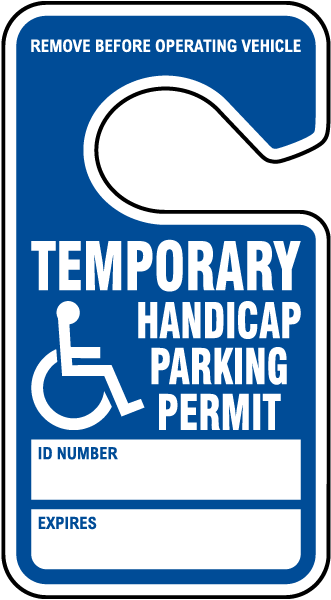 Temporary Handicap Parking Permit Tag