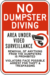 No Dumpster Diving Sign
