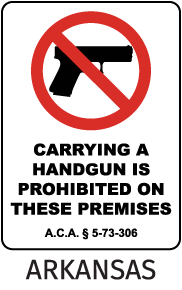 Arkansas Handguns Prohibited Sign