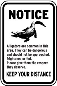 Alligators are Common in This Area Sign