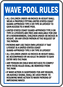 California Wave Pool Rules Sign
