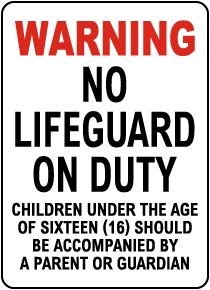 Delaware No Lifeguard Sign