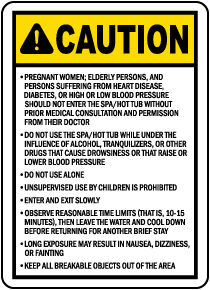 North Carolina Spa Caution Sign