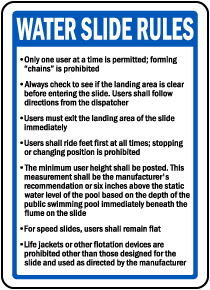Ohio Water Slide Rules Sign