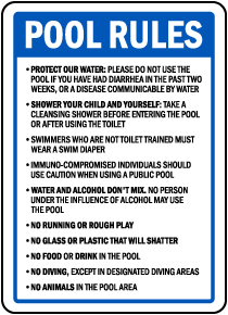 Oregon Pool Rules Diving Areas Sign