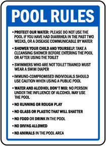 Oregon Pool Rules No Diving Sign