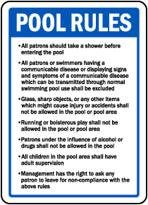 Tennessee Pool Rules Sign