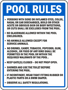 Arizona Pool Rules Sign