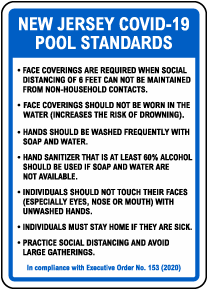 New Jersey COVID-19 Pool Standards Sign