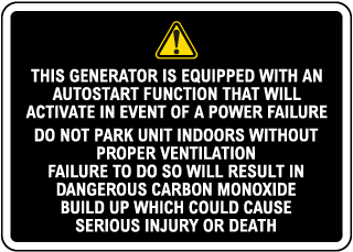 Do Not Park Unit Indoors Without Proper Ventilation Sign