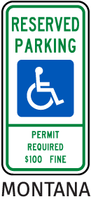 Montana Handicap Parking Sign