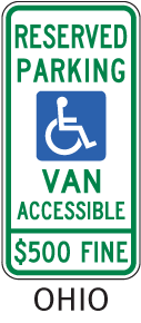 Ohio Handicap Parking Van Accessible Sign