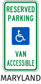 Maryland Accessible Parking Sign