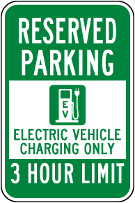 Reserved Parking Electric Vehicle Charging Only Sign