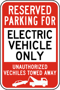 Reserved Parking for Electric Vehicle Only Sign