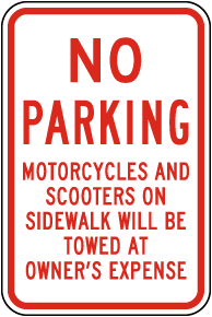 No Parking Motorcycles and Scooters Sign