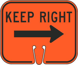 Keep Right Arrow Cone Sign