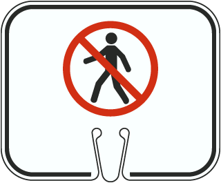 No Pedestrians Cone Sign