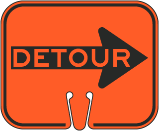 Detour Right Cone Sign