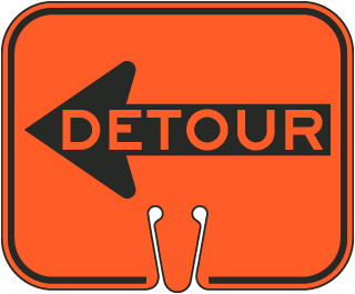 Detour Left Cone Sign