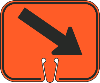 Down Right Arrow Cone Sign