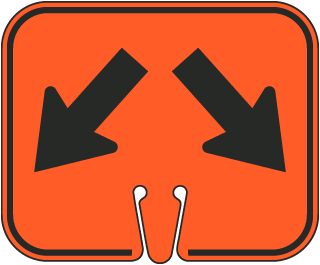 Down Left And Right Arrow Cone Sign
