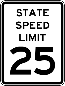 State Speed Limit 25 Sign
