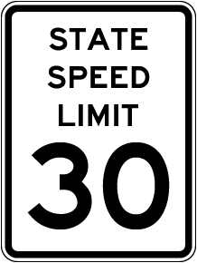 State Speed Limit 30 Sign