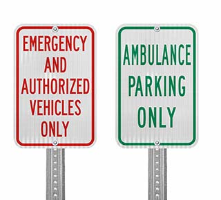 Emergency Vehicle Parking Signs