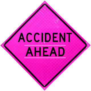 Accident Ahead Pink Roll-Up Sign