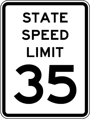 State Speed Limit 35 Sign