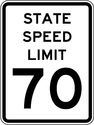 State Speed Limit 70 Sign