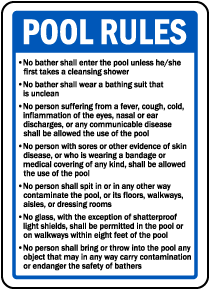 Massachusetts Pool Rules Sign