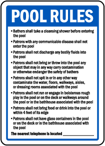 New Hampshire Pool Rules Sign