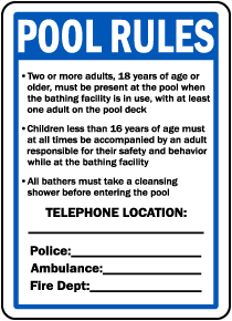 New York Pool Rules Sign