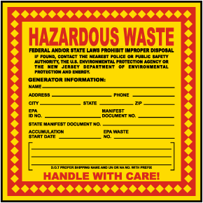 NJ Hazardous Waste Label