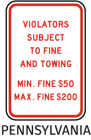Pennsylvania Accessible Parking Penalty Sign