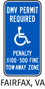 Fairfax County Virginia Accessible Parking Sign