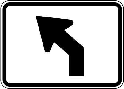 Left Advance Angle Turn (Auxiliary) Sign