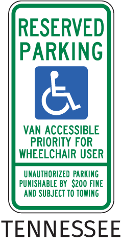 Tennessee Handicap Parking Van Accessible Sign