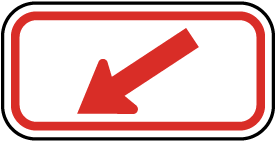 Red Left Diagonal Arrow Sign
