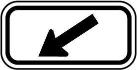 Black Diagonal Left Arrow Sign