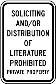 Soliciting Literature Prohibited Sign