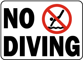 Indiana No Diving Sign