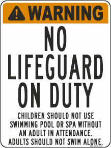 Florida Warning No Lifeguard On Duty Sign