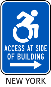 Access At Side of Building (Right Arrow) Sign