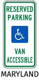 Maryland Accessible Parking Sign