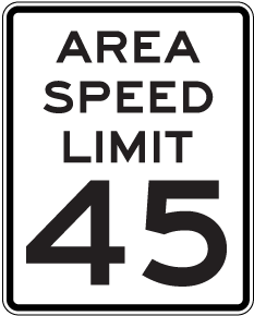 Area Speed Limit 45 MPH Sign